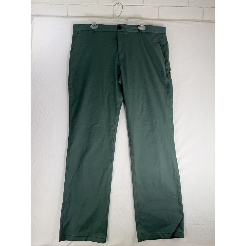 7 Diamonds Parker Chino Pants Mens 38x34 Green Performance Stretch Flat Front